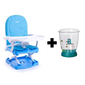 Cadeira de Alimentação Portátil Pop Azul - Cosco + Copo Aprendizado Bébé Confort - Bee Fantasy